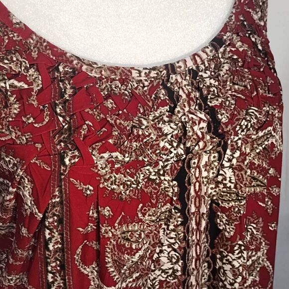 NWT Rafaella Textured Scoop Neck Blouse Sz 3X Burgundy Red Paisley - Picture 5 of 10